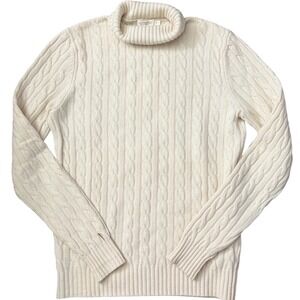 Suitsupply Wool Cashmere Cable Knit Turtleneck Sweater Cream Mens Small